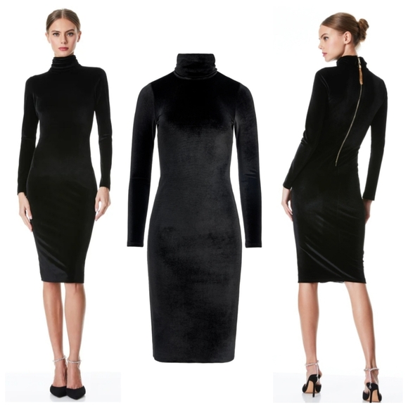 Alice + Olivia DELORA VELVET TASSEL BACK MIDI DRESS SIZE 4 - Picture 2 of 13